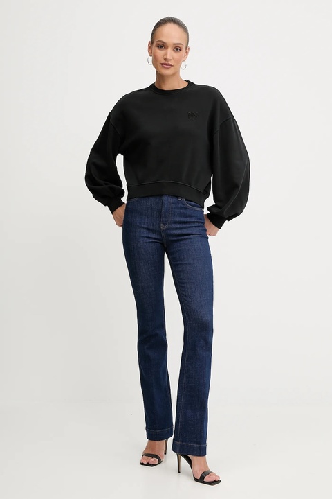 Pinko bluza bawełniana damska kolor czarny gładka 105510 A2RB - zdjęcie produktu nr 2