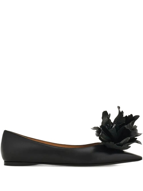 Ferragamo flower-embellished pointed ballet flats - Black - zdjęcie produktu nr 1
