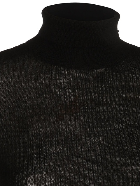 Blumarine feather-trimmed ribbed-knit jumper - Black - zdjęcie produktu nr 2