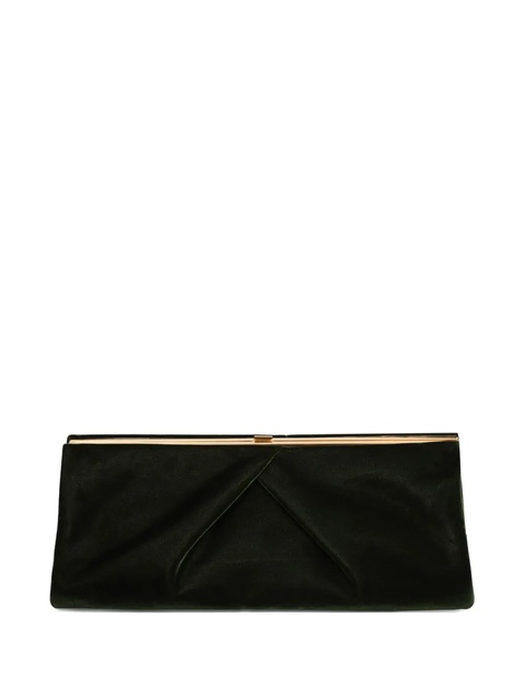 DRIES VAN NOTEN medium pleated-detail velvet clutch bag - Green - zdjęcie produktu nr 1