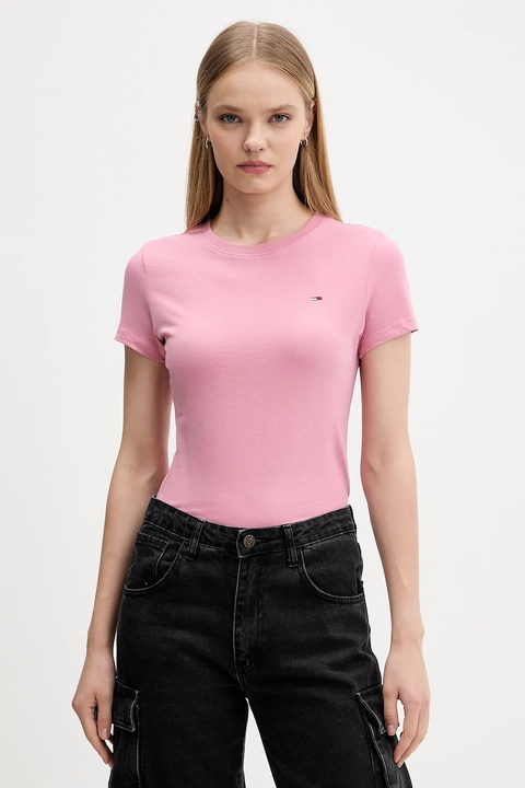 Tommy Jeans t-shirt bawełniany 3-pack damski kolor różowy DW0DW22175 - zdjęcie produktu nr 1
