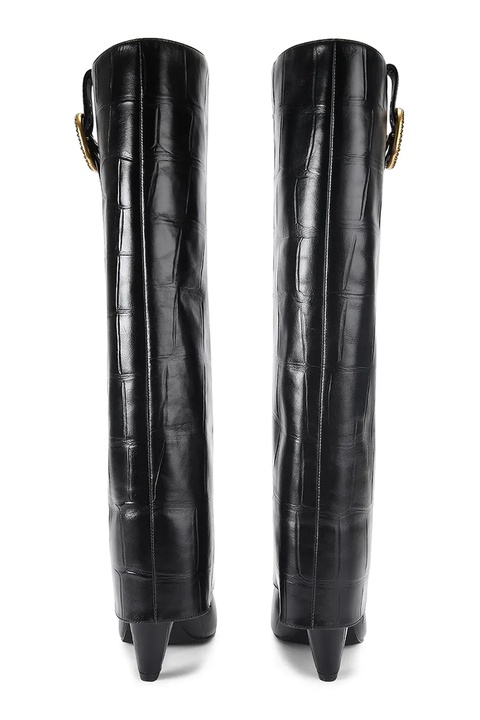 Kurt Geiger London kozaki skórzane Fold Over Tall Boot damskie kolor czarny na słupku 5022300419 - zdjęcie produktu nr 2