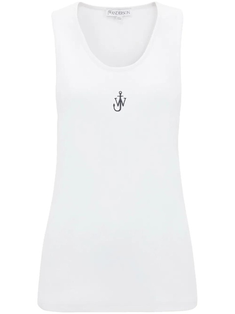 JW Anderson logo-embroidered cotton tank top - White - zdjęcie produktu nr 1