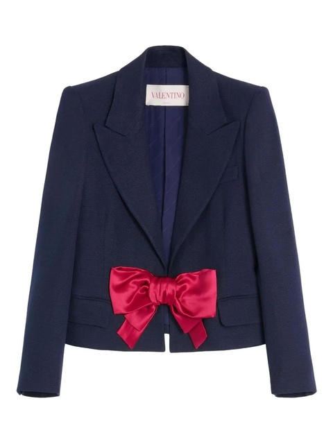 Valentino Garavani bow-detail single-breasted blazer - Blue - zdjęcie produktu nr 1