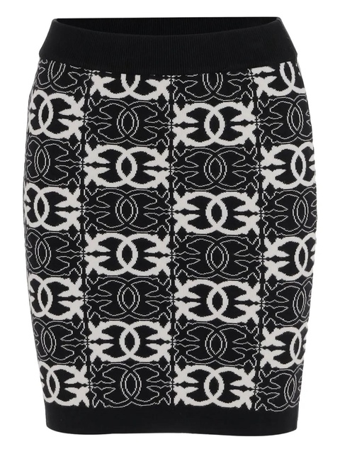 PINKO elasticated-waistband logo-patterned skirt - Black - zdjęcie produktu nr 1