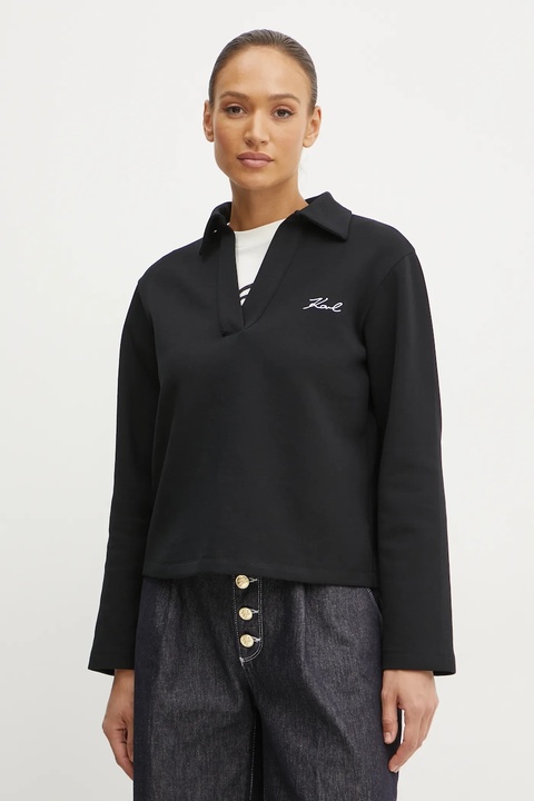 Karl Lagerfeld bluza damska kolor czarny gładka A1W20042 - zdjęcie produktu nr 1