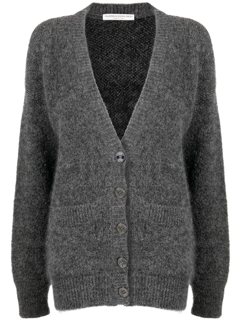 Alessandra Rich bear-intarsia knitted cardigan - Grey - zdjęcie produktu nr 1