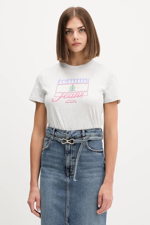 Tommy Jeans t-shirt bawełniany damski kolor szary DW0DW21533 - zdjęcie produktu nr 1