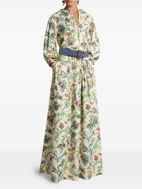 ETRO pleated floral-motif maxi skirt - Neutrals - zdjęcie produktu nr 1