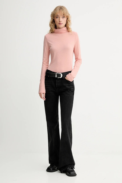 Marc O'Polo longsleeve bawełniany kolor różowy z golfem 5000007063 - zdjęcie produktu nr 1