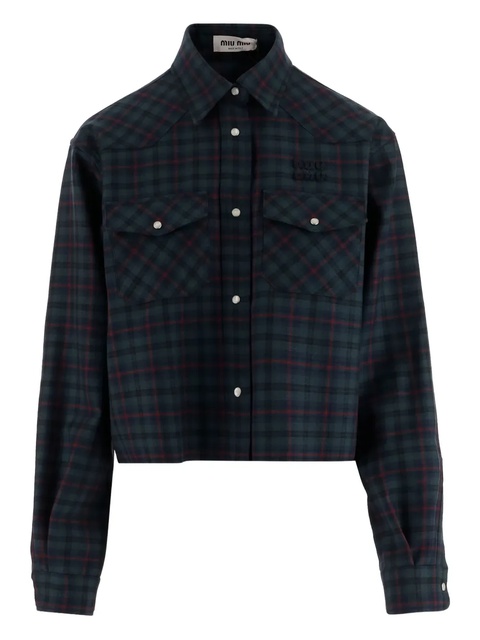 Miu Miu tartan-plaid wool shirt - Green - zdjęcie produktu nr 1