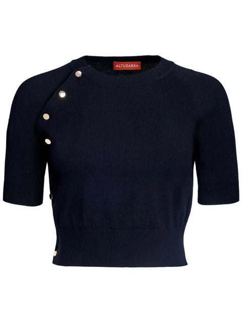 Altuzarra short-sleeve knitted crop top - Black - zdjęcie produktu nr 1