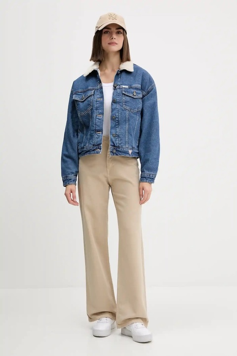 Guess Jeans kurtka jeansowa kolor niebieski przejściowa oversize W4BN64 D5CC3 - zdjęcie produktu nr 1