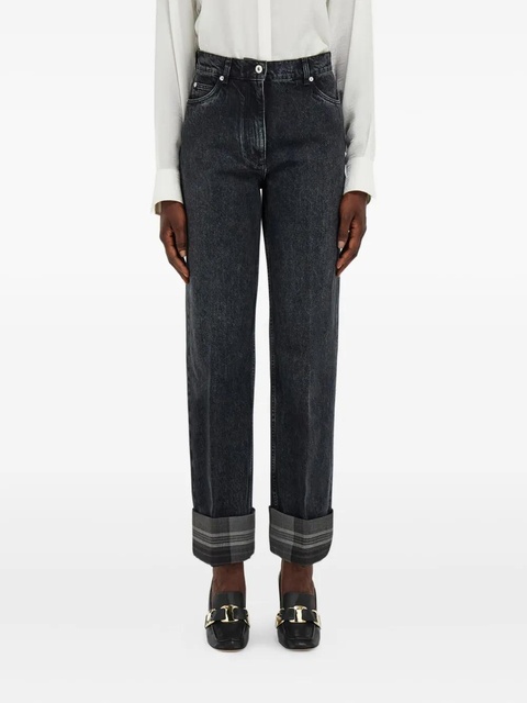 Ferragamo tartan-cuffs straight-leg jeans - Black - zdjęcie produktu nr 2