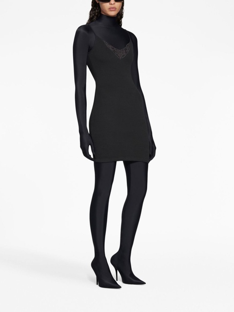 Balenciaga lace-trim ribbed minidress - Black - zdjęcie produktu nr 2