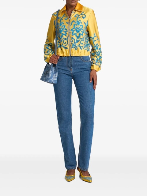 ETRO embroidered cropped bomber jacket - Yellow - zdjęcie produktu nr 2