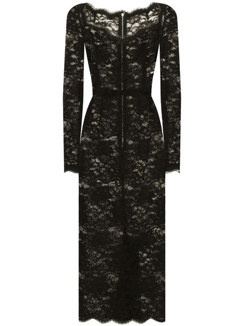 Dolce & Gabbana semi-sheer lace midi dress - Black - zdjęcie produktu nr 1