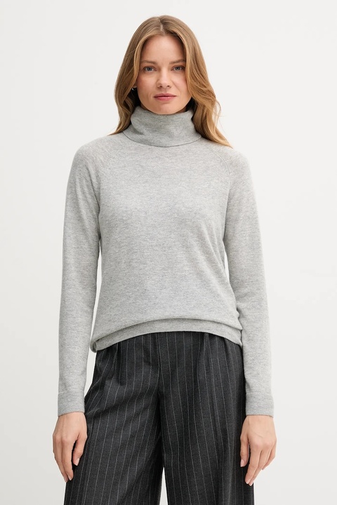 United Colors of Benetton sweter z dodatkiem wełny damski kolor szary lekki z golfem 1035D2551 - zdjęcie produktu nr 1