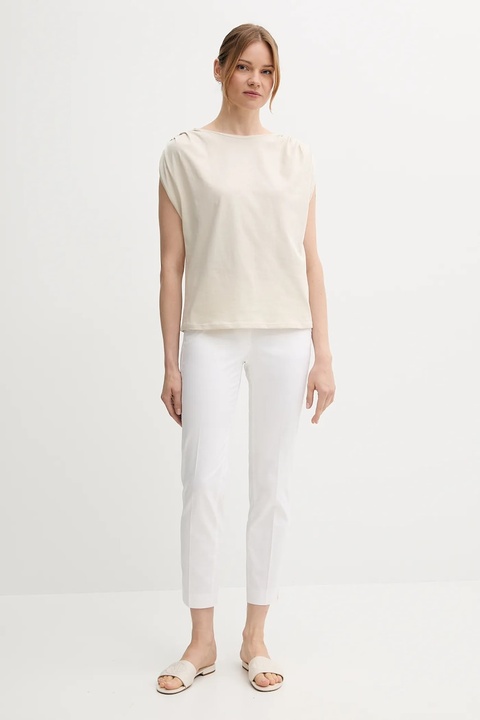 United Colors of Benetton t-shirt bawełniany damski kolor beżowy 3096D10AB - zdjęcie produktu nr 2