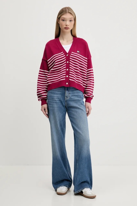 Tommy Jeans kardigan bawełniany kolor różowy DW0DW20257 - zdjęcie produktu nr 1