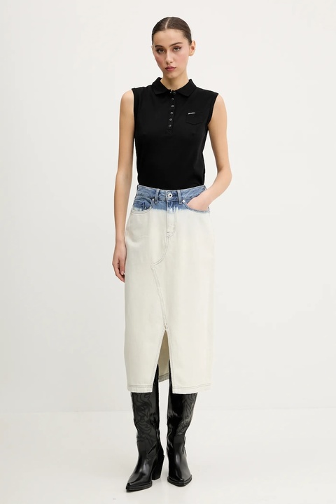 Karl Lagerfeld Jeans spódnica jeansowa kolor niebieski midi prosta A2W12014 - zdjęcie produktu nr 2