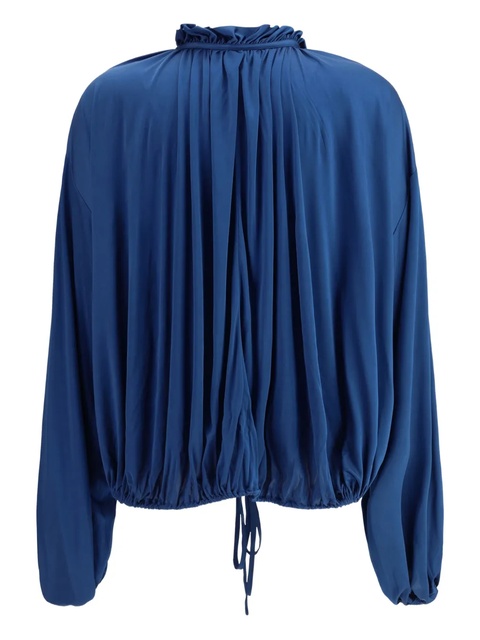Saint Laurent draped puff-sleeve blouse - Blue - zdjęcie produktu nr 2