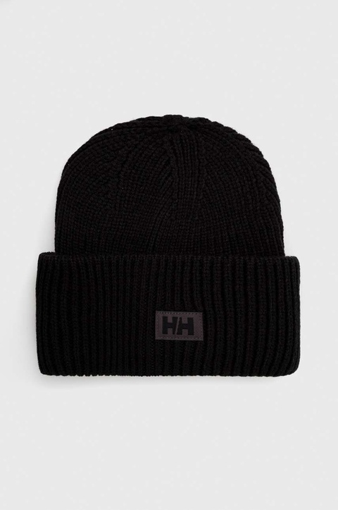 Helly Hansen czapka HH RIB BEANIE kolor czarny z grubej dzianiny 54020 - zdjęcie produktu nr 2