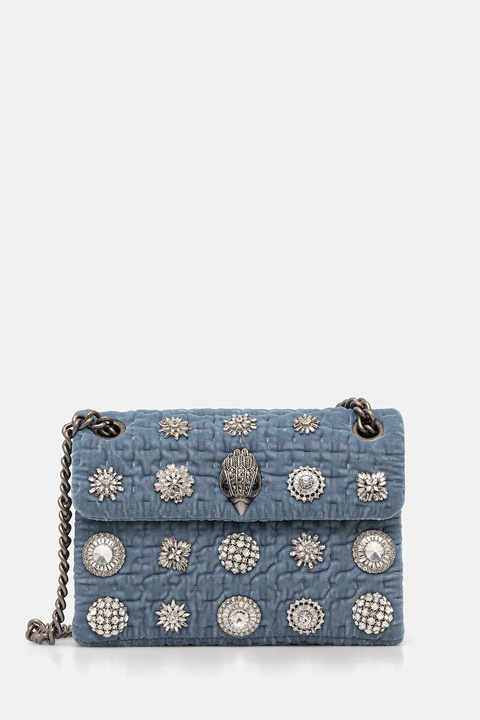 Kurt Geiger London torebka welurowa VELVET MINI KENSINGTON kolor niebieski 5018382789 - zdjęcie produktu nr 1
