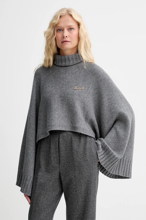 Twinset sweter z dodatkiem wełny damski kolor szary lekki z golfem 252TT3422 - zdjęcie produktu nr 1