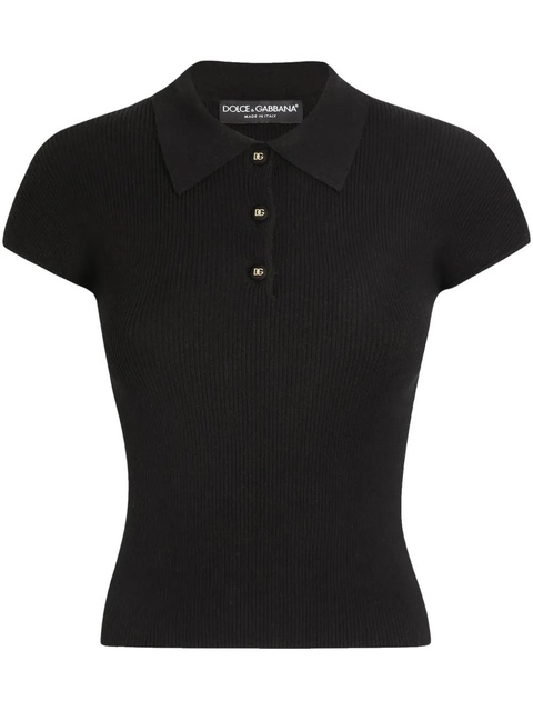Dolce & Gabbana ribbed polo top - Black - zdjęcie produktu nr 1