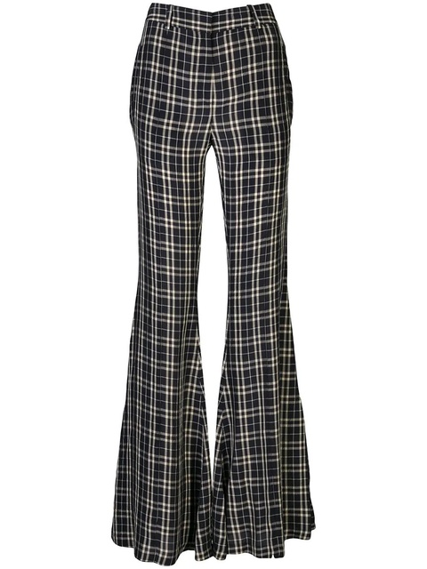 KHAITE Stockard check flared trousers - Blue - zdjęcie produktu nr 1
