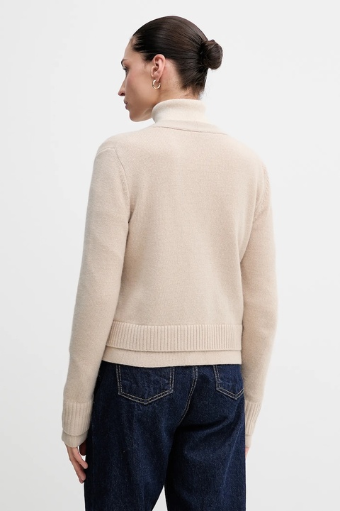 Sisley kardigan z dodatkiem wełny damski kolor beżowy lekki 122WL602S - zdjęcie produktu nr 2