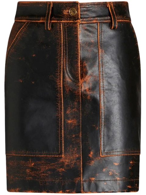 ETRO distressed-finish leather mini skirt - Brown - zdjęcie produktu nr 1