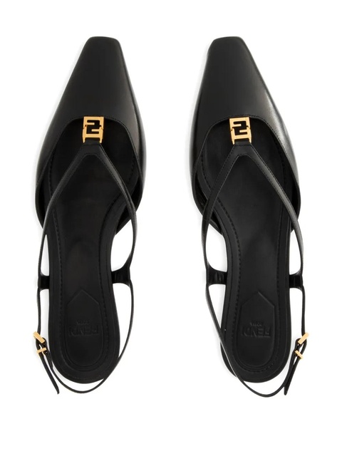 FENDI Fold slingback leather flats - Black - zdjęcie produktu nr 2
