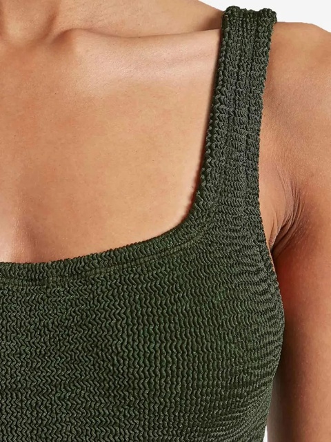 Hunza G square-neck textured swimsuit - Green - zdjęcie produktu nr 1