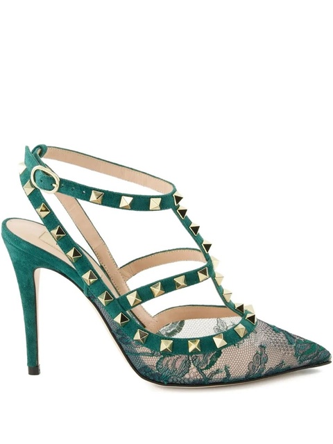 Valentino Garavani 10mm rockstud lace court pumps - Green - zdjęcie produktu nr 2