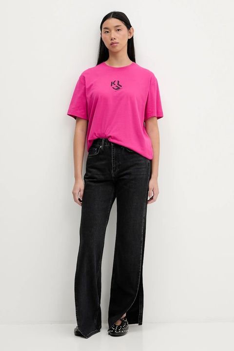Karl Lagerfeld Jeans t-shirt damski kolor różowy B1W17086 - zdjęcie produktu nr 2