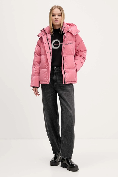 Karl Lagerfeld Jeans kurtka kolor różowy zimowa A4W15020 - zdjęcie produktu nr 2