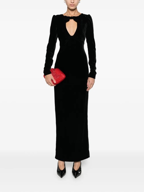 Alessandra Rich bow-detail velvet gown - Black - zdjęcie produktu nr 2
