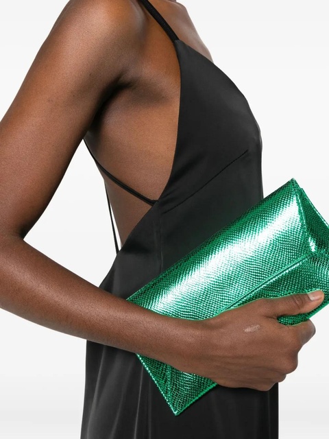 Aquazzura Envelope metallic-effect clutch bag - Green - zdjęcie produktu nr 1