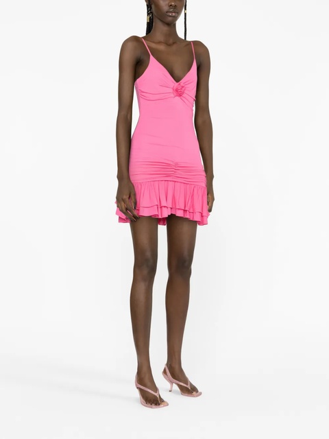 Blumarine floral-appliqué ruffled minidress - Pink - zdjęcie produktu nr 2