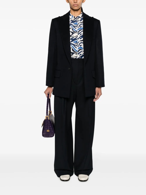 Victoria Beckham pleat-detailing wide-leg trousers - Blue - zdjęcie produktu nr 1