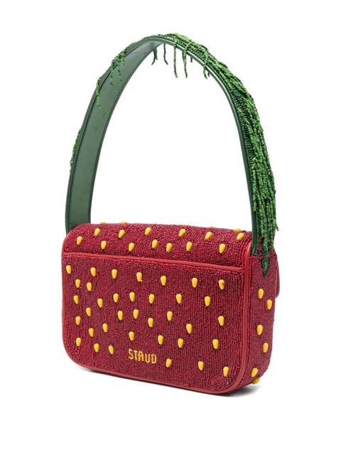 STAUD Tommy beaded strawberry-motif shoulder bag - Red - zdjęcie produktu nr 2