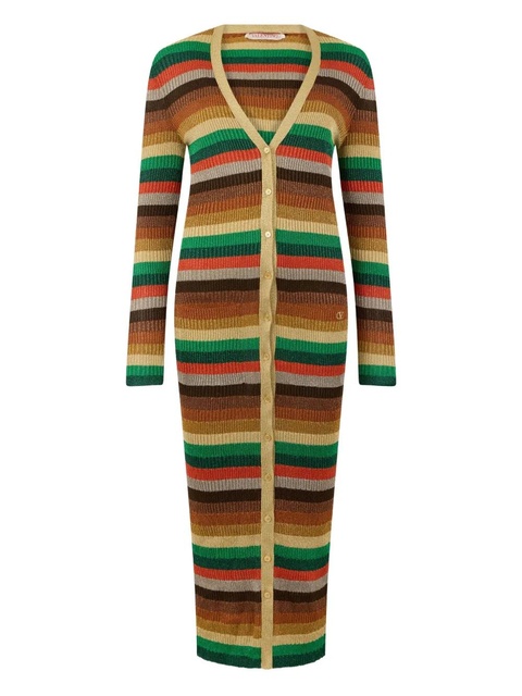 Valentino Garavani striped-pattern button cardigan - Brown - zdjęcie produktu nr 1