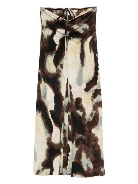 Nanushka drawstring-fastening ruched skirt - Green - zdjęcie produktu nr 2
