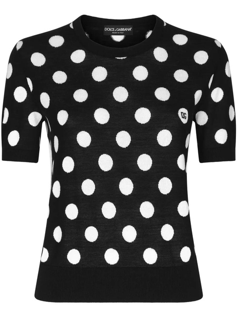 Dolce & Gabbana polka dot-pattern intarsia-knit top - Black - zdjęcie produktu nr 2