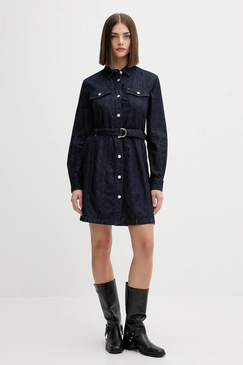 Tommy Jeans sukienka jeansowa kolor granatowy mini rozkloszowana DW0DW21649 - zdjęcie produktu nr 2