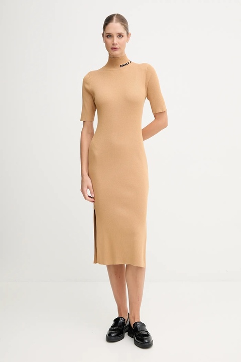 Dkny sukienka kolor czarny midi dopasowana DJ5R0751 - zdjęcie produktu nr 1