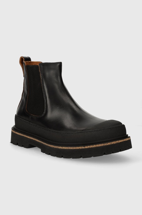 Birkenstock botki skórzane Prescott Slip On damskie kolor czarny na płaskim obcasie 1025218 - zdjęcie produktu nr 2