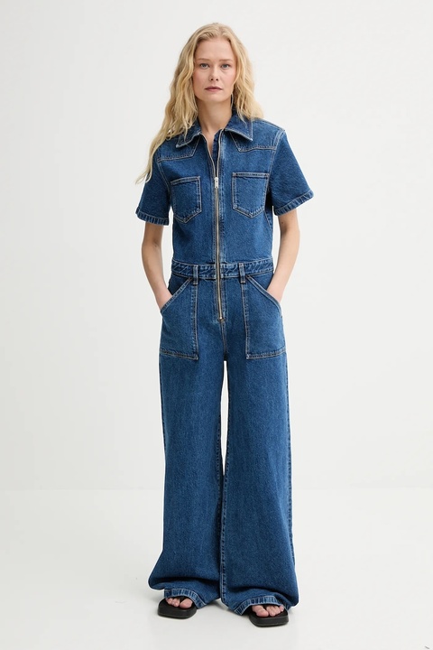 Filippa K kombinezon jeansowy kolor niebieski z kołnierzykiemm 31844.FK - zdjęcie produktu nr 1